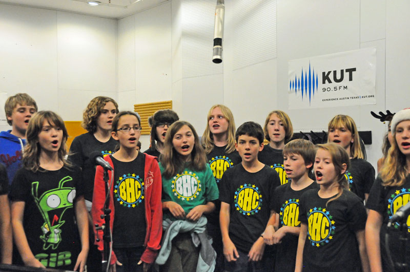 BHC at KUT, Dec. 19, 2011 Barton Hills Choir recording at KUT Studio 1A on December 19, 2011