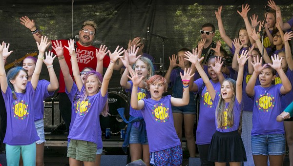 Barton Hills Choir performing with Nakia at the 2016 Austin City Limits Music Festival